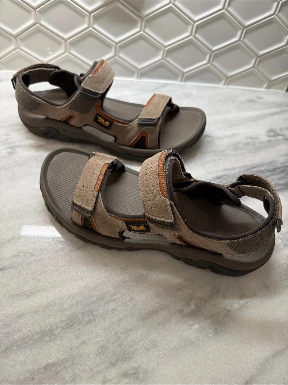 Teva Men's Outdoor Strappy Sandals in Taupe and Brown
